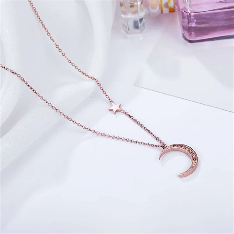 Cubic Zirconia & Rose Goldtone Crescent Moon Pendant Necklace made by Zulily