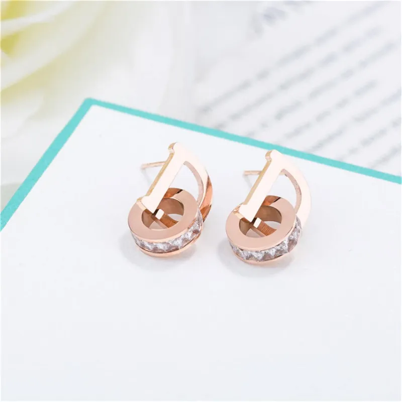 Cubic Zirconia & Rose Goldtone D Stud Earrings made by Zulily