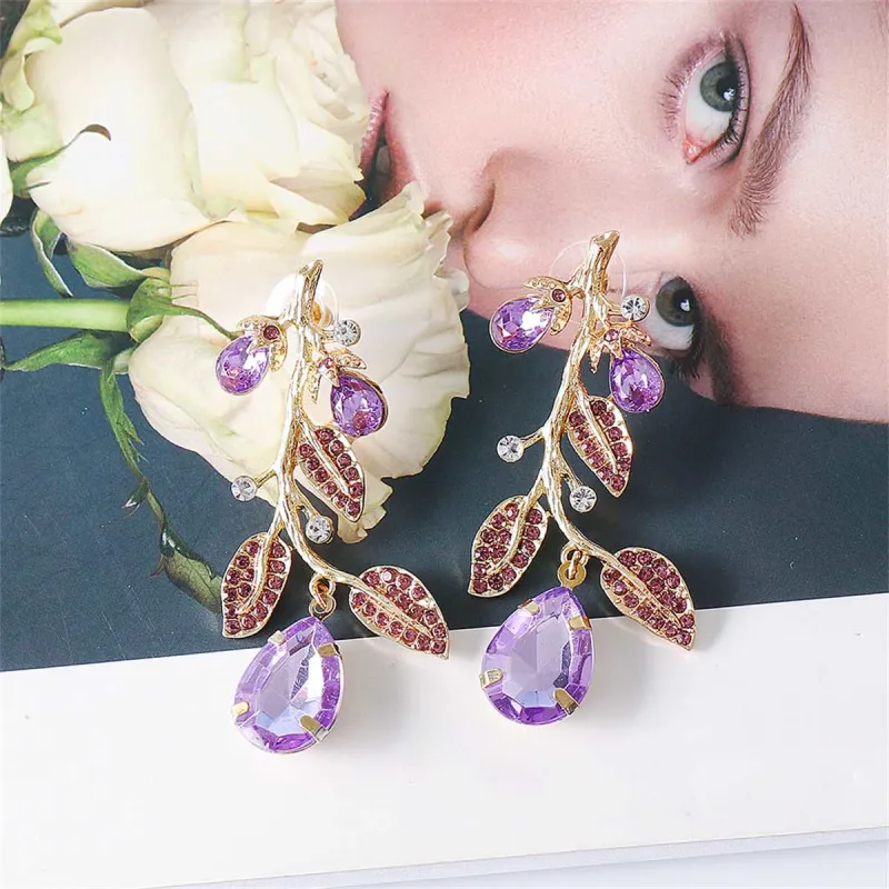 Cubic Zirconia & Purple Crystal Goldtone Eggplant Drop Earrings made by Zulily