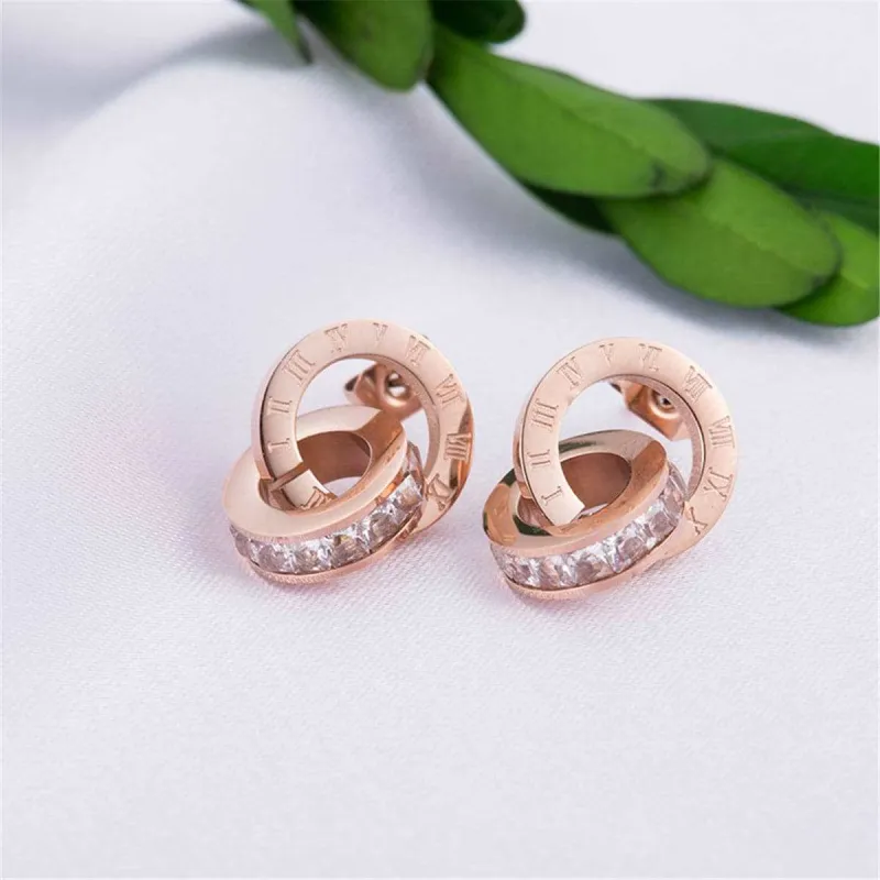 Cubic Zirconia & Rose Goldtone Double Circle Drop Earrings made by Zulily