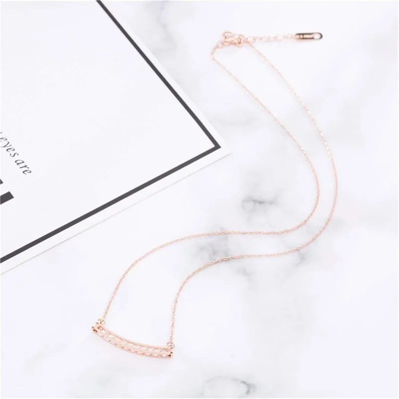 Cubic Zirconia & Rose Goldtone Curved Bar Necklace made by Zulily