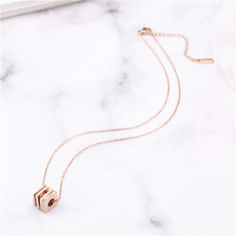 Cubic Zirconia & Rose Goldtone Layered Square Pendant Necklace made by Zulily