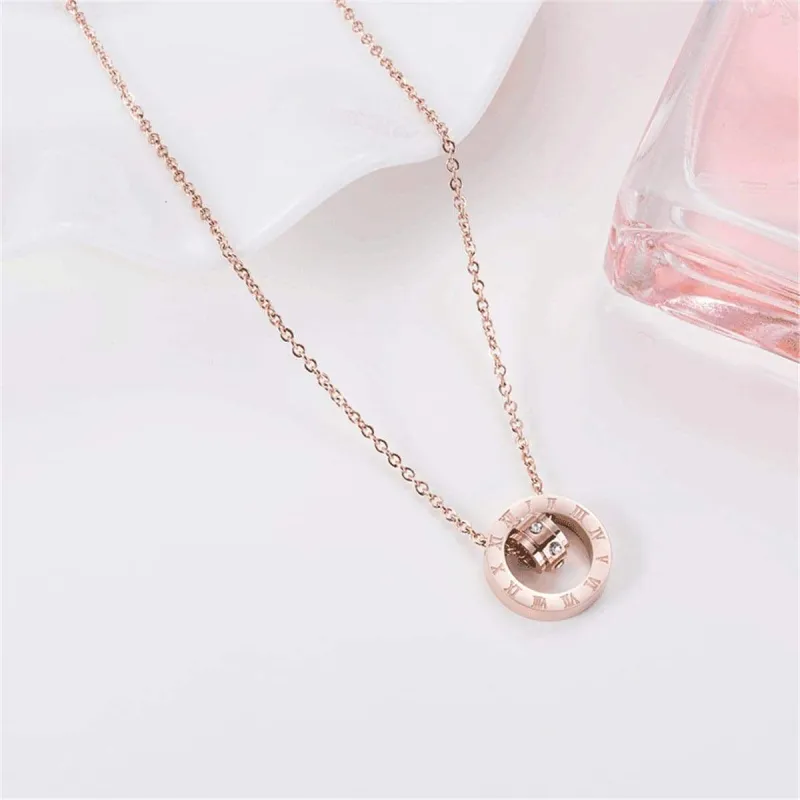 Cubic Zirconia & Rose Goldtone Roman Numeral Circle Pendant Necklace made by Zulily