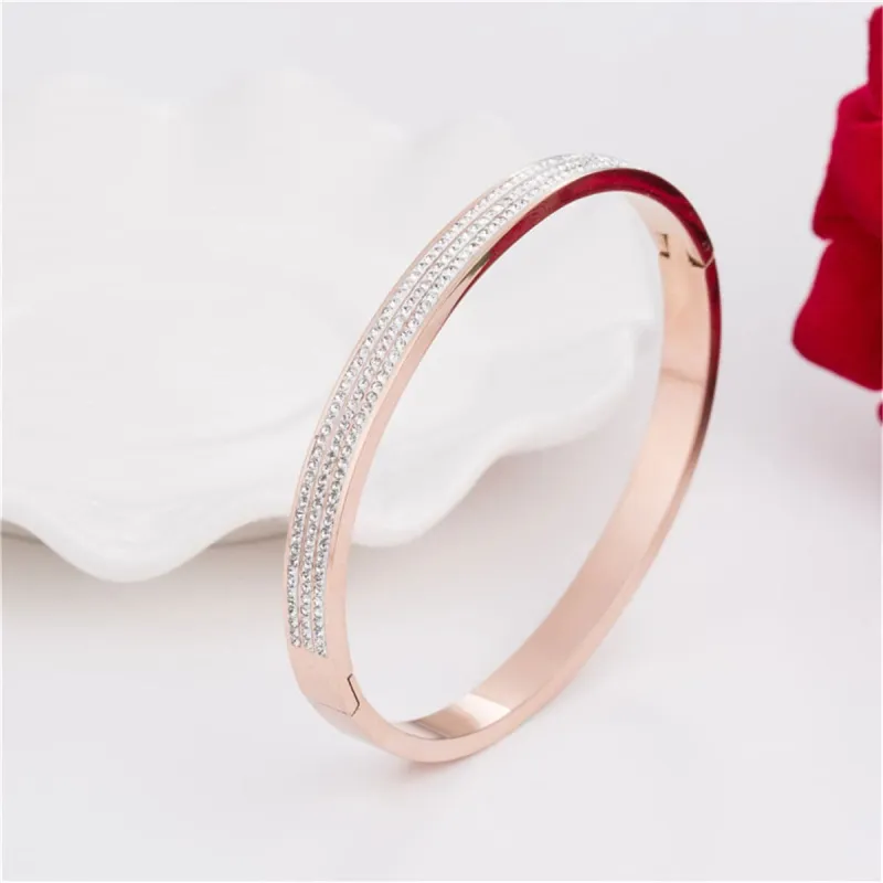 Cubic Zirconia & Rose Goldtone Pavé-Set Layer Bangle made by Zulily