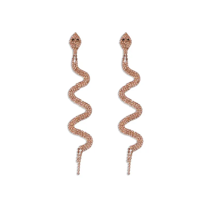 Cubic Zirconia & Rose Goldtone Snake Drop Earrings made by Zulily