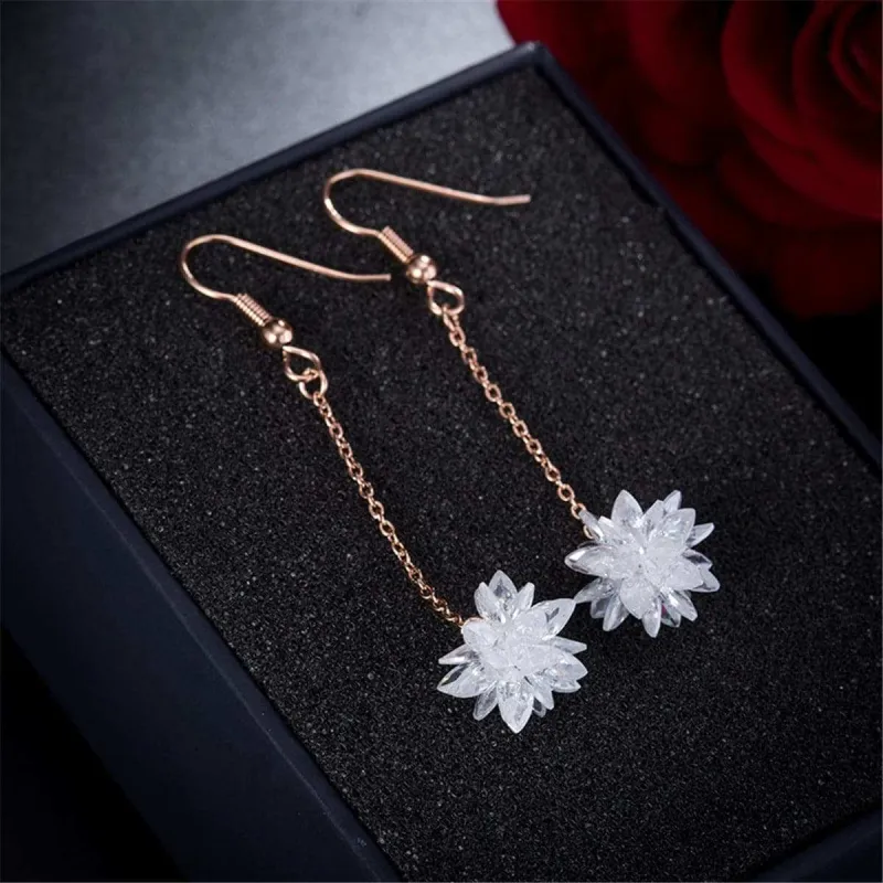 Cubic Zirconia & Rose Goldtone Snowflake Dangle Drop Earrings made by Zulily