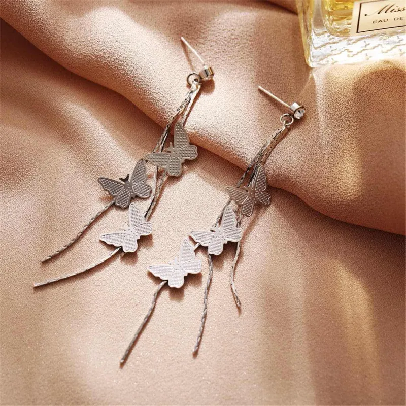 Cubic Zirconia & Silvertone Butterflies Drop Earrings made by Zulily