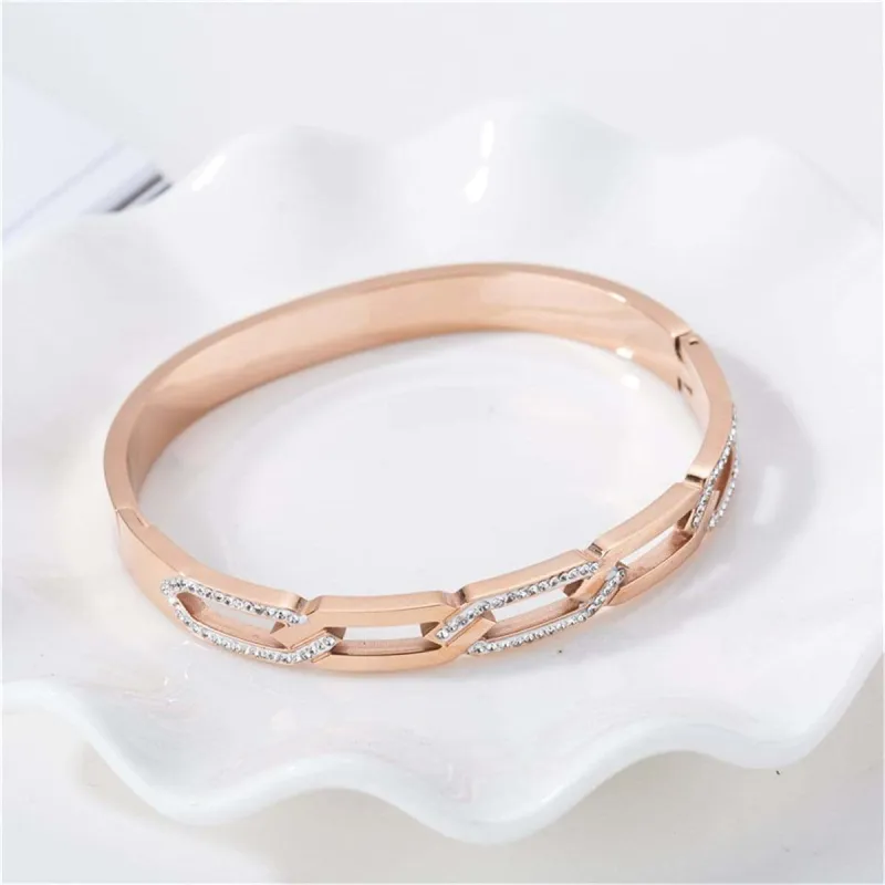 Cubic Zirconia & Rose Goldtone Twisted Bangle made by Zulily