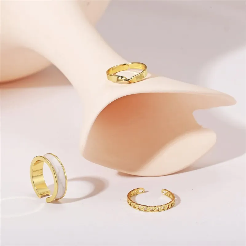 Enamel & Goldtone Open Ring Set made by Zulily