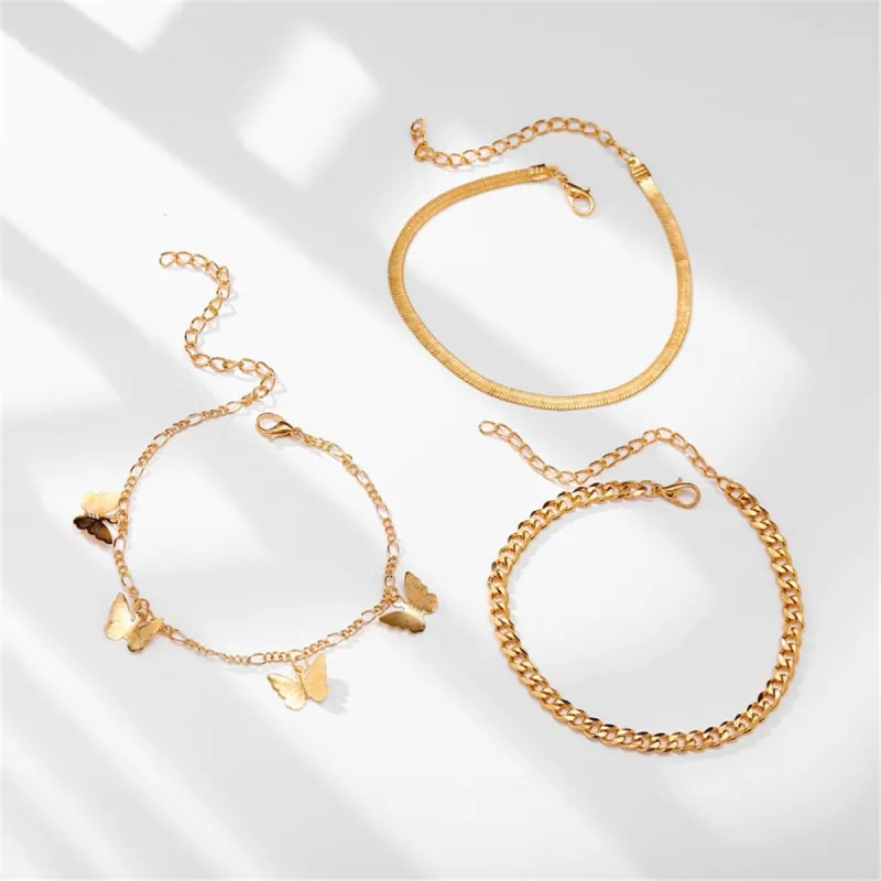 Goldtone Butterfly Charm Anklet Set made by Zulily