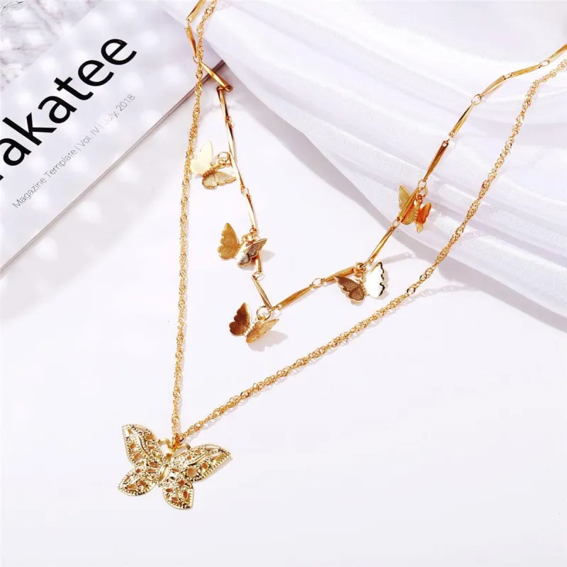 Goldtone Butterfly Layered Necklace made by Zulily