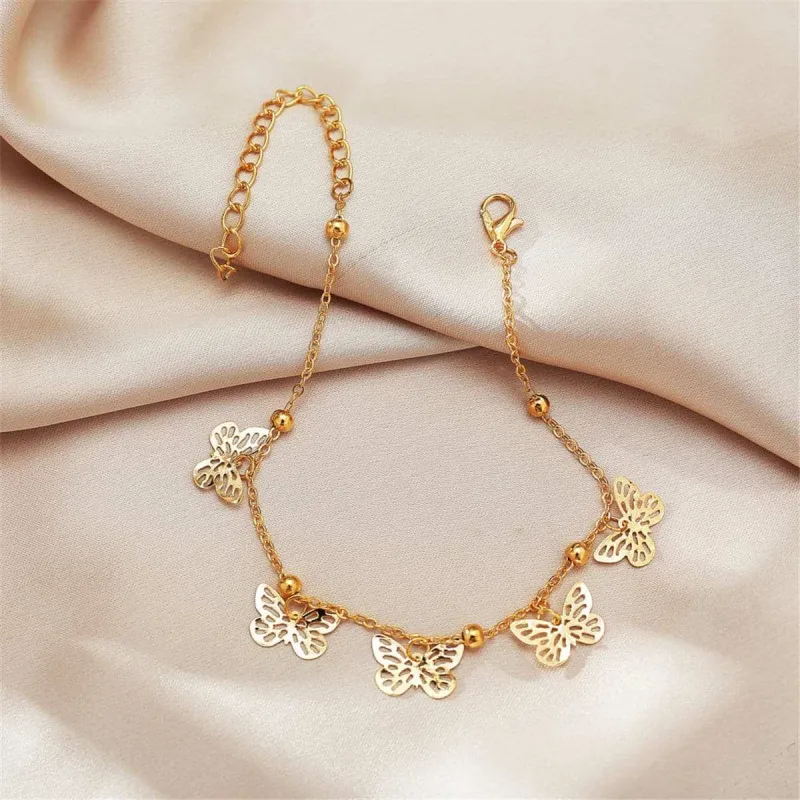 Goldtone Butterfly Station Anklet made by Zulily