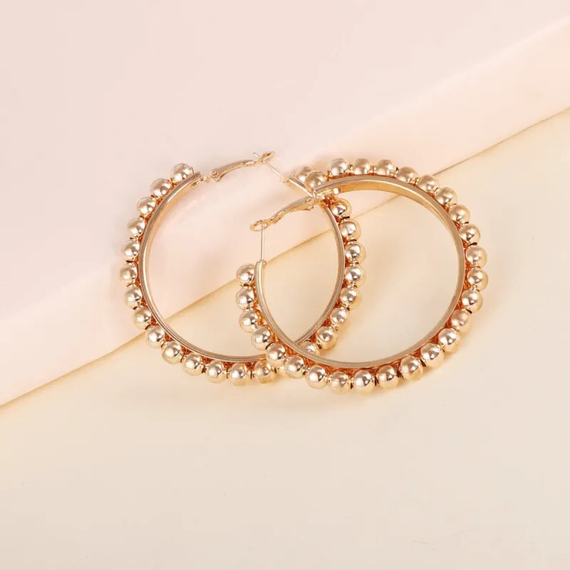 Goldtone Bead Hoop Earrings made by Zulily