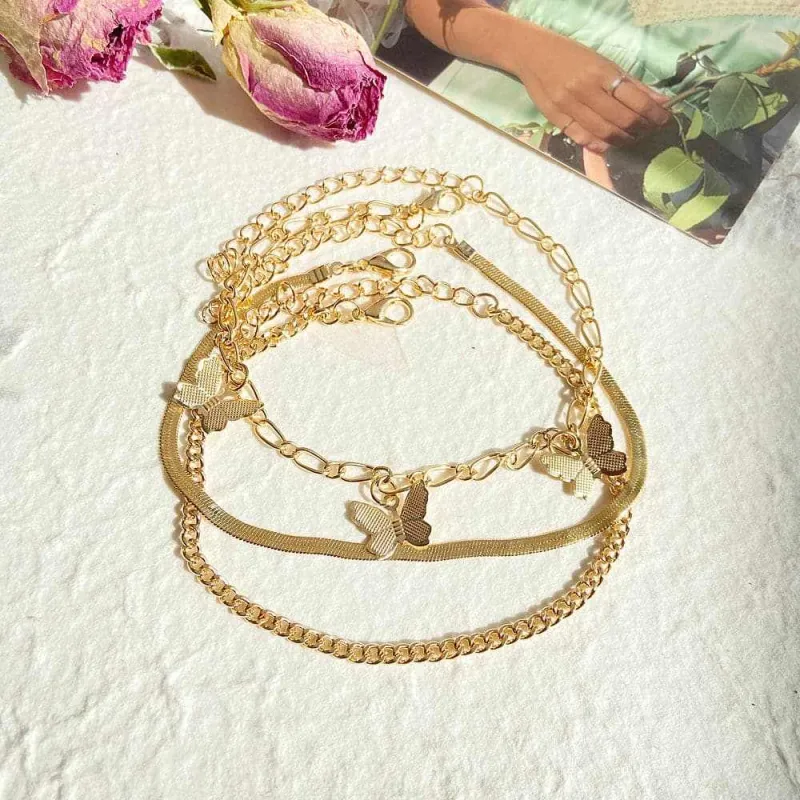 Goldtone Butterfly Charm Bracelet Set made by Zulily
