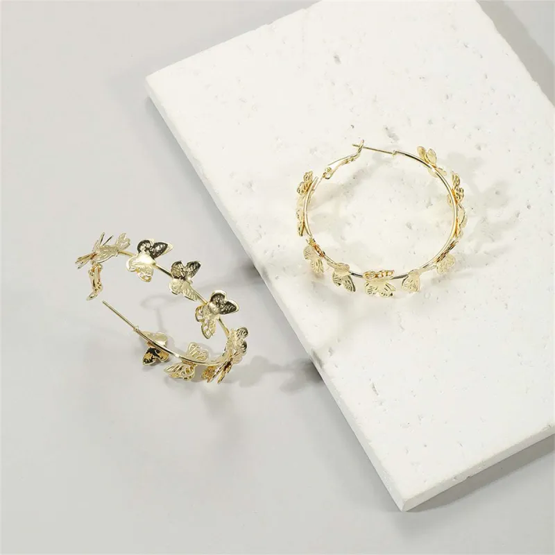 Goldtone Butterfly Hoop Earrings made by Zulily