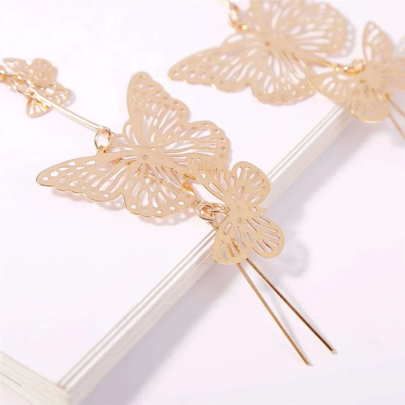 Goldtone Double Butterfly Drop Earrings made by Zulily