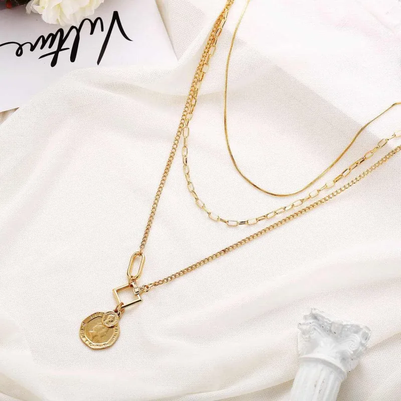 Goldtone Coin Pendant Layer Necklace made by Zulily