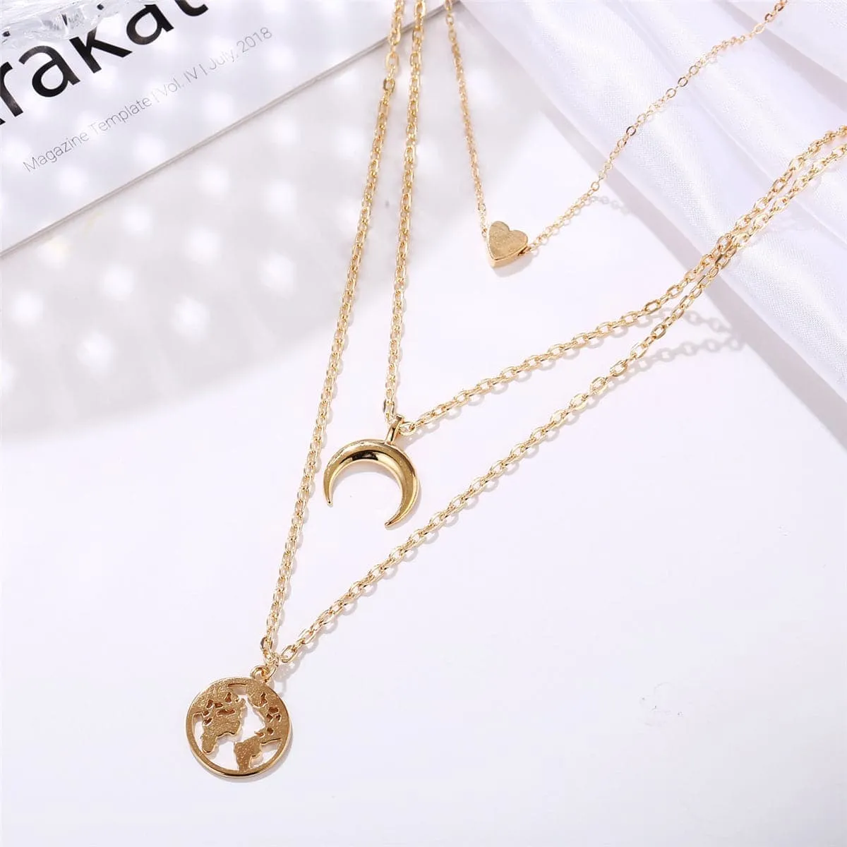 Goldtone Heart & Map Layered Necklace sold by Zulily