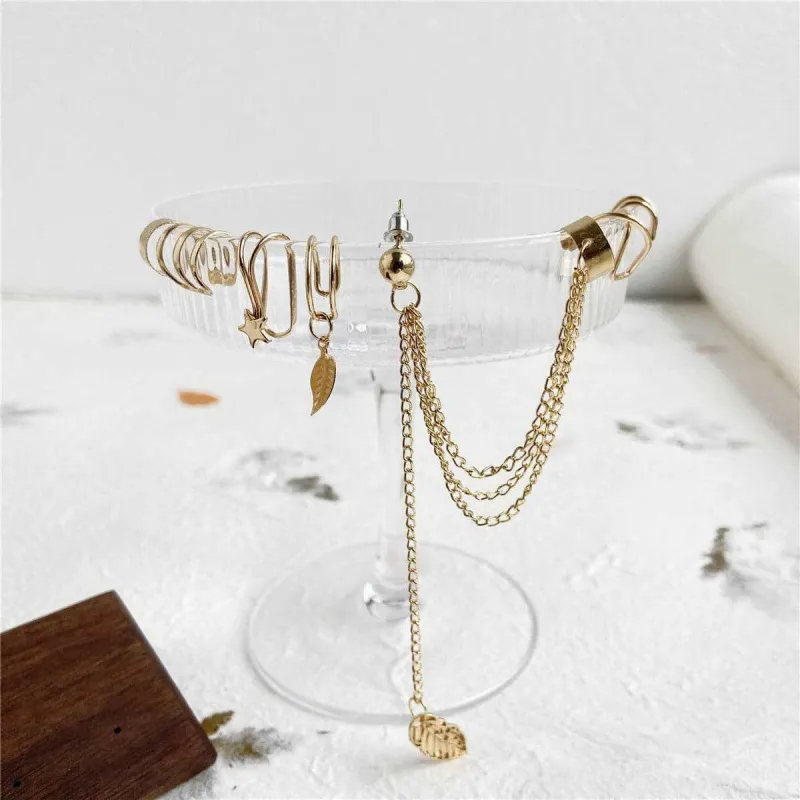 Goldtone Leaf Star Cuff Earring Set made by Zulily