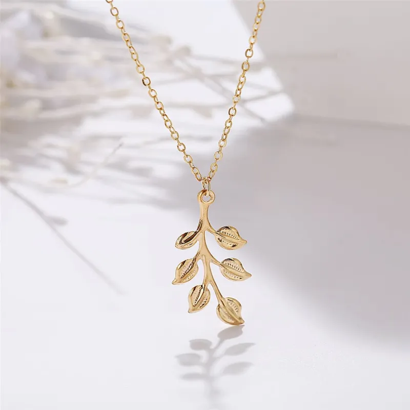 Goldtone Leaf Pendant Necklace made by Zulily