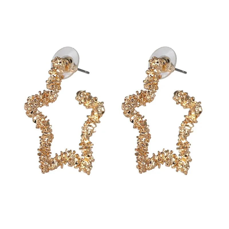 Goldtone Geometric Star Hoop Earrings made by Zulily