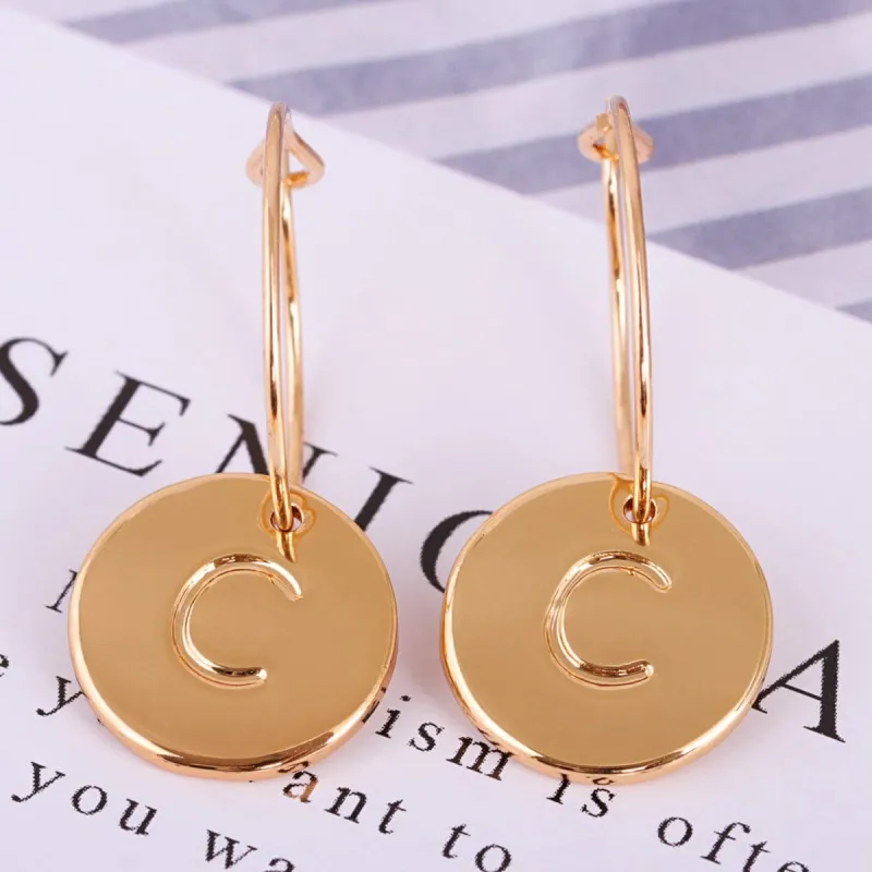 Goldtone Letter C Cut Drop Earrings made by Zulily