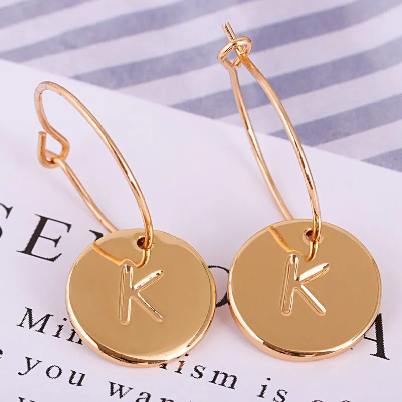 Goldtone Letter K Cut Drop Earrings made by Zulily