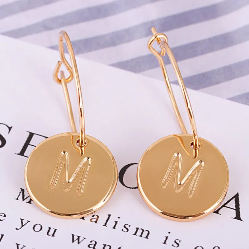 Goldtone Letter M Cut Drop Earrings made by Zulily