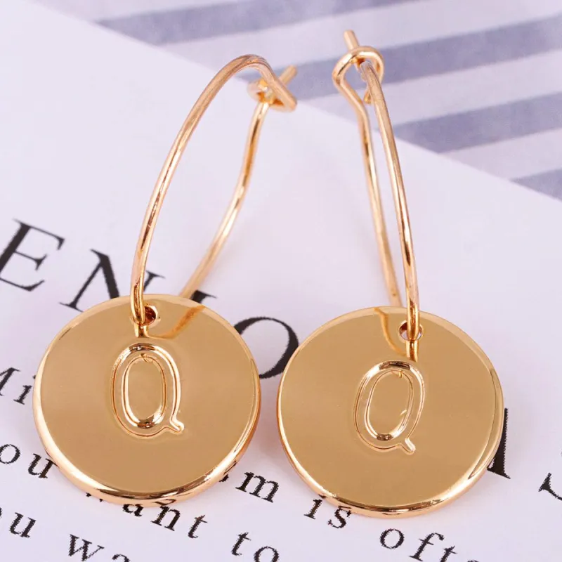 Goldtone Letter Q Cut Drop Earrings made by Zulily
