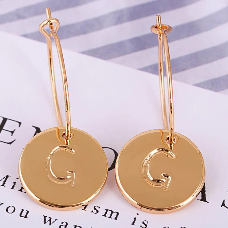 Goldtone Letter G Cut Drop Earrings made by Zulily