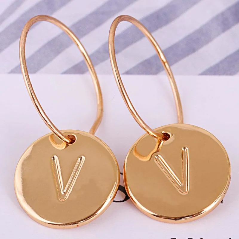 Goldtone Letter V Cut Drop Earrings made by Zulily