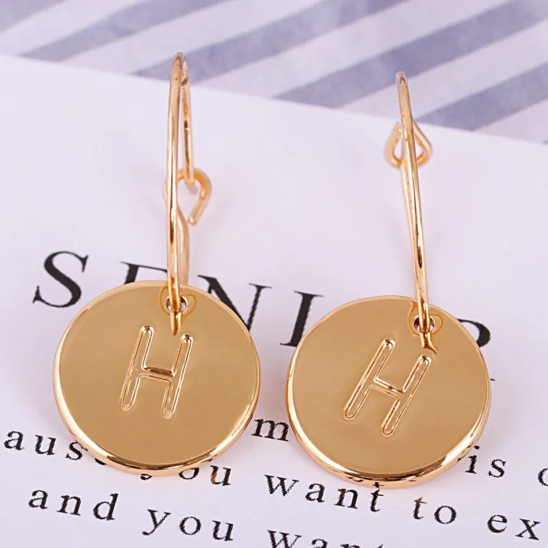 Goldtone Letter H Cut Drop Earrings made by Zulily