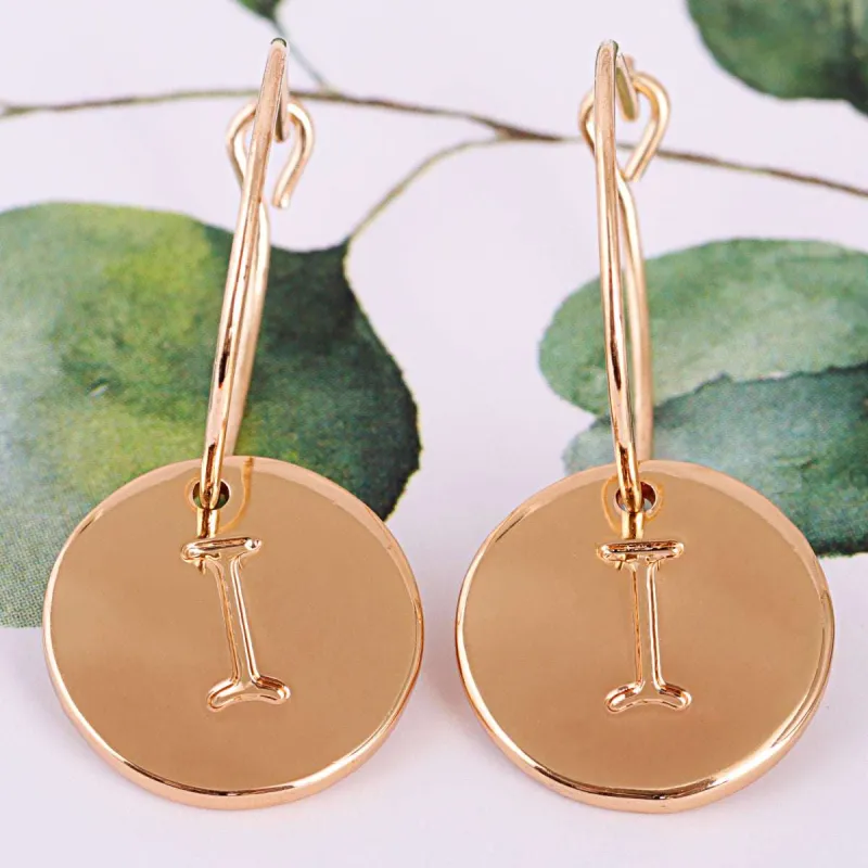 Goldtone Letter I Cut Drop Earrings made by Zulily