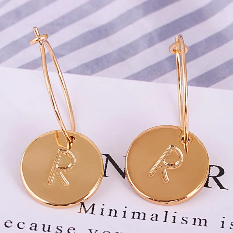 Goldtone Letter R Cut Drop Earrings made by Zulily