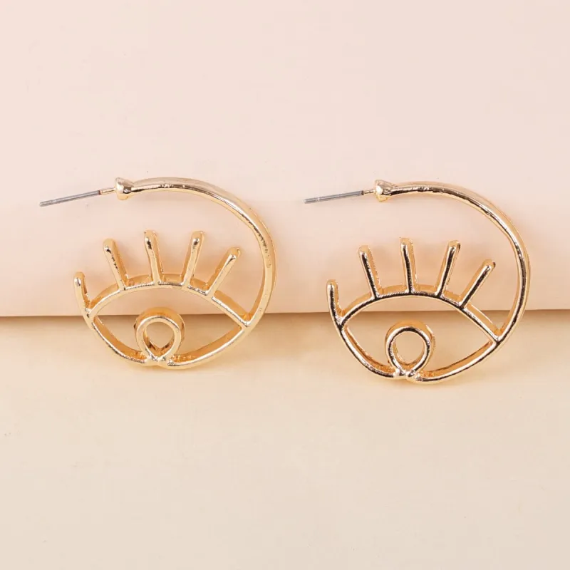 Goldtone Open Eye Stud Earrings made by Zulily