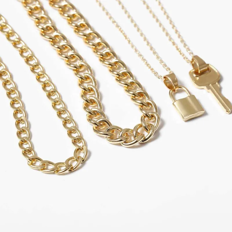 Goldtone Lock & Key Pendant Necklace Set made by Zulily