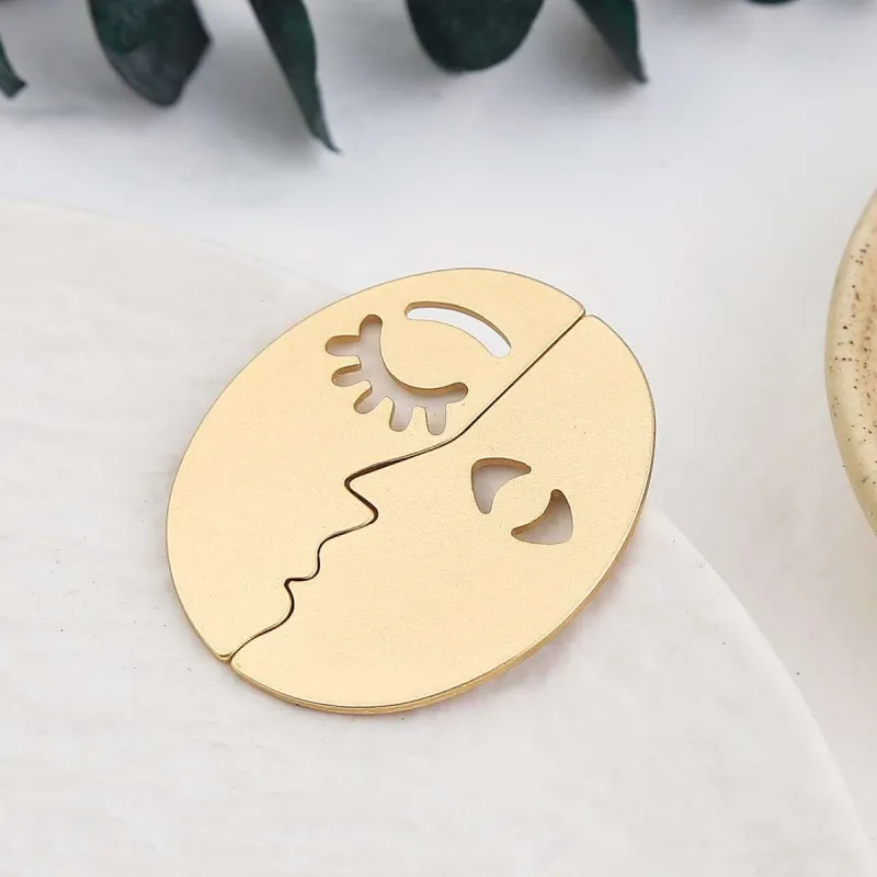 Goldtone Patchwork Face Stud Earring made by Zulily