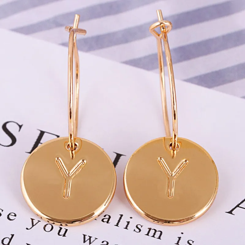 Goldtone Letter Y Cut Drop Earrings made by Zulily