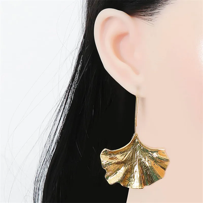 Goldtone Lotus Leaf Drop Earrings made by Zulily