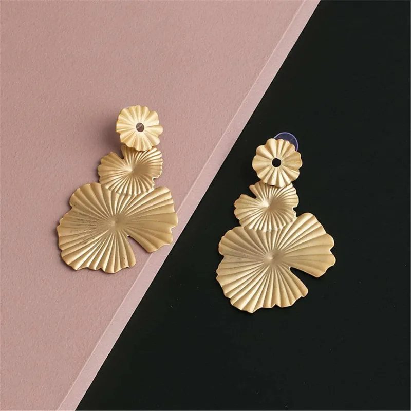 Goldtone Textured Lotus Leaf Drop Earrings made by Zulily