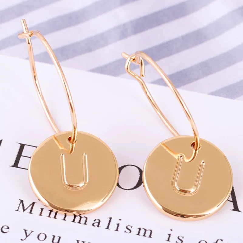 Goldtone Letter U Cut Drop Earrings made by Zulily