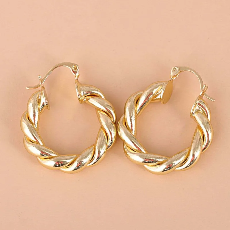 Goldtone Twisted Hoop Earrings made by Zulily