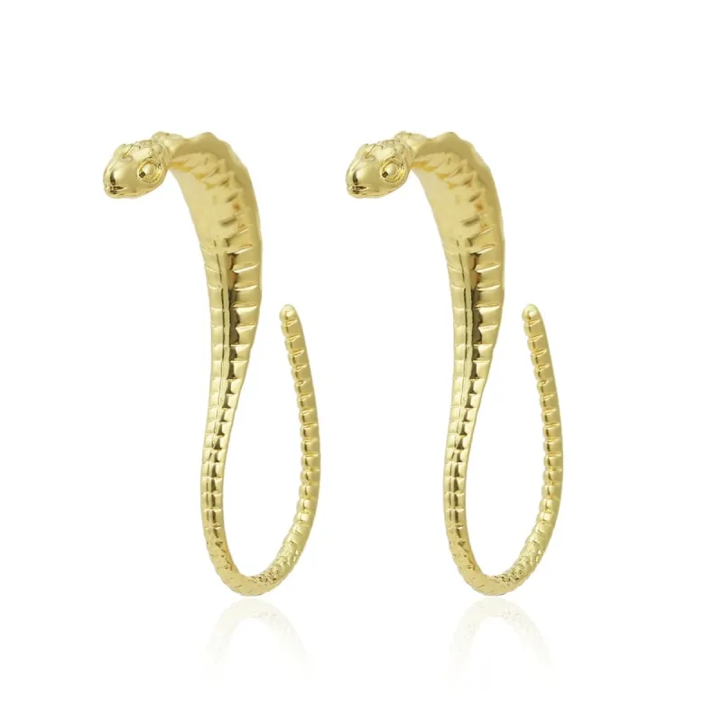 Goldtone Stylized Snake Drop Earrings made by Zulily