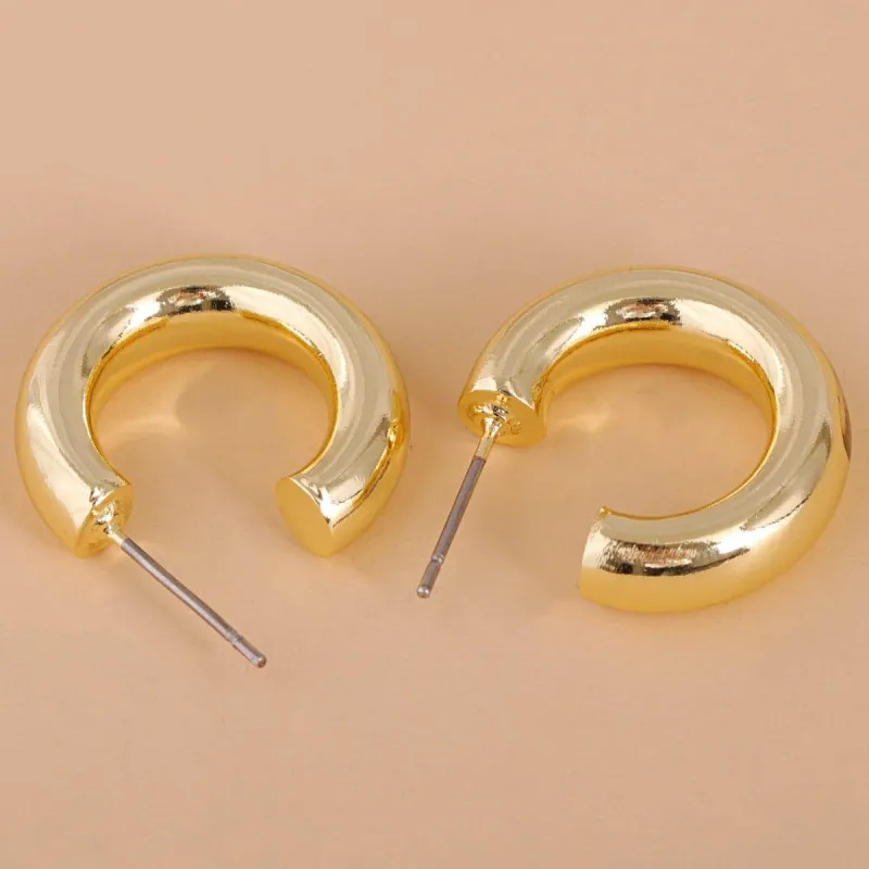 Goldtone Smooth Hoop Earrings made by Zulily