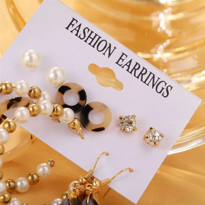 Gray Polyster & Pearl Acrylic Goldtone Drop Earrings Set made by Zulily