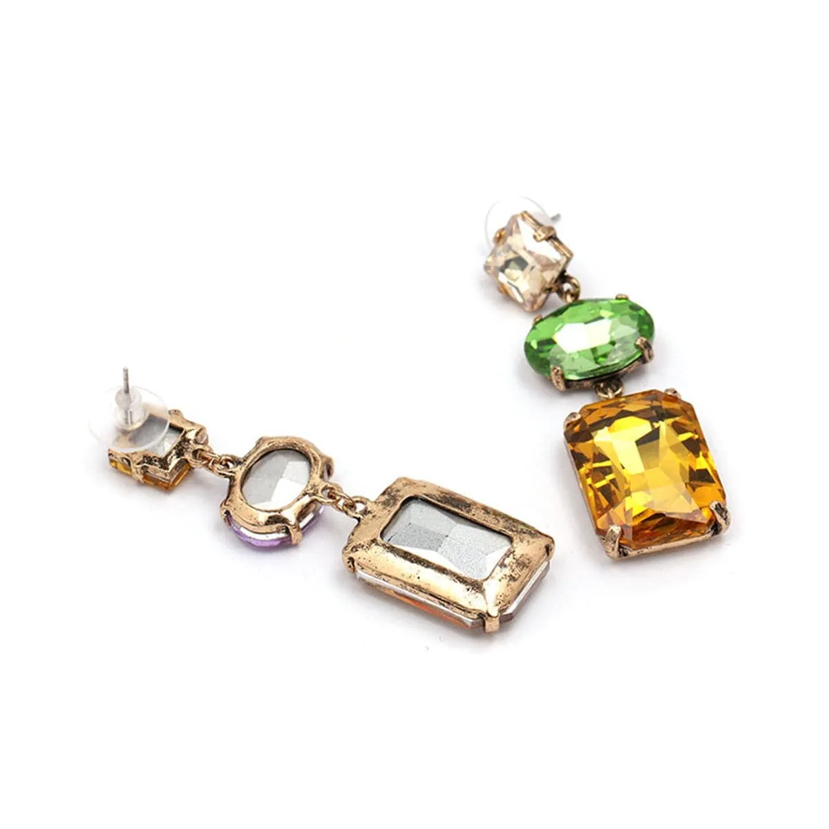 Green & Purple Crystal Drop Earrings sold by Zulily