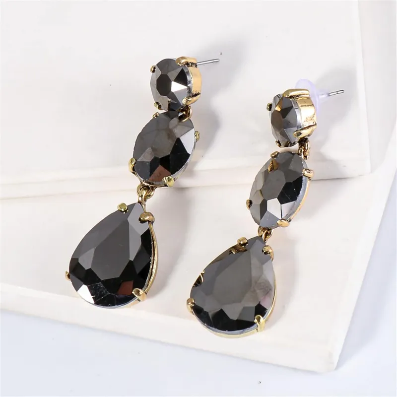 Gray Crystal & Goldtone Drop Earrings made by Zulily