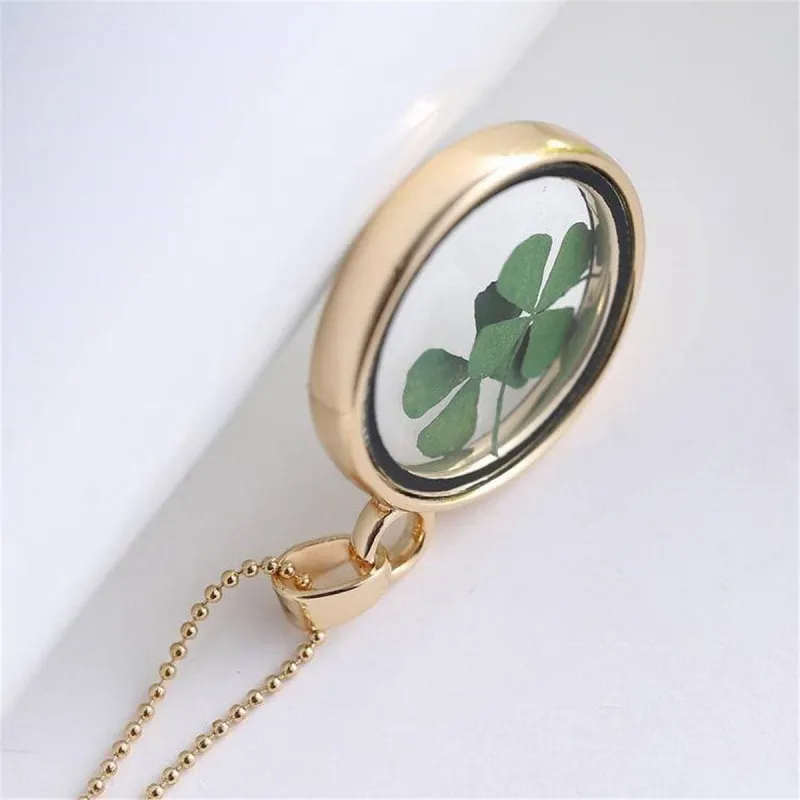 Green Clover & Goldtone Round Pendant Necklace made by Zulily
