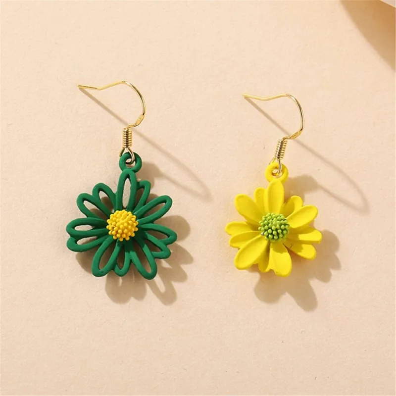 Green & Yellow Flower Drop Earrings made by Zulily