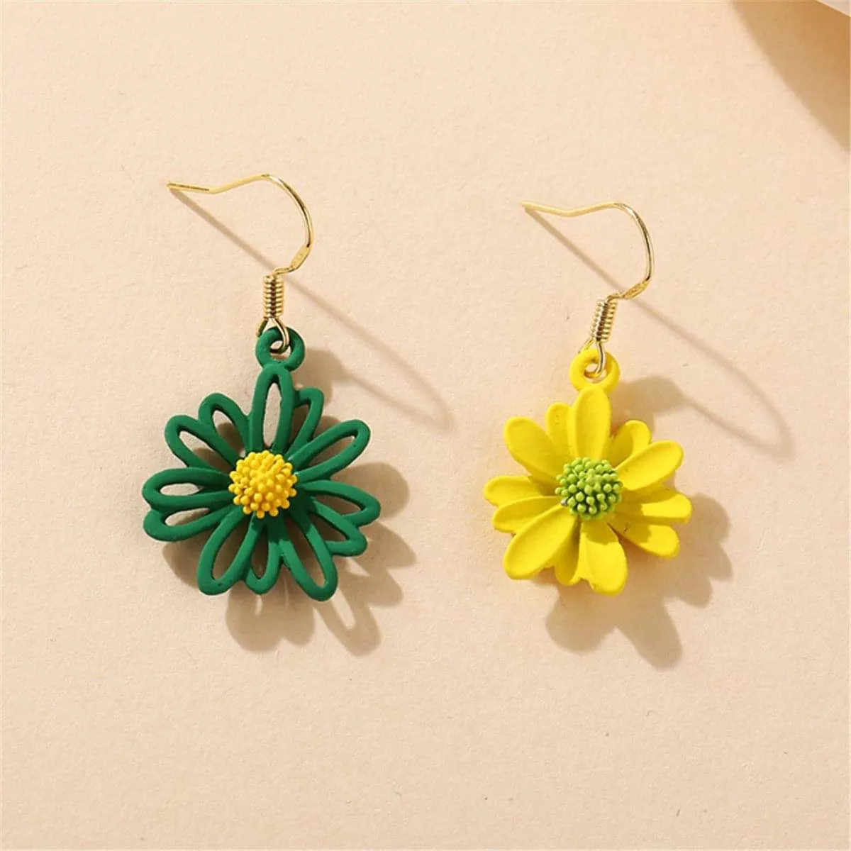 Green & Yellow Flower Drop Earrings sold by Zulily